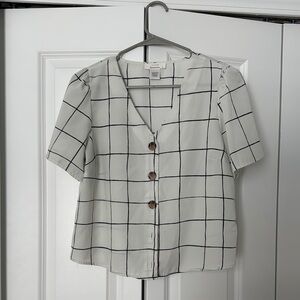Women's White Checkered Top